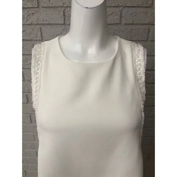 Zara Women's White Sleeveless Faux Pearl Beaded Detail A-Line Mini Dress Size M - Picture 6 of 10